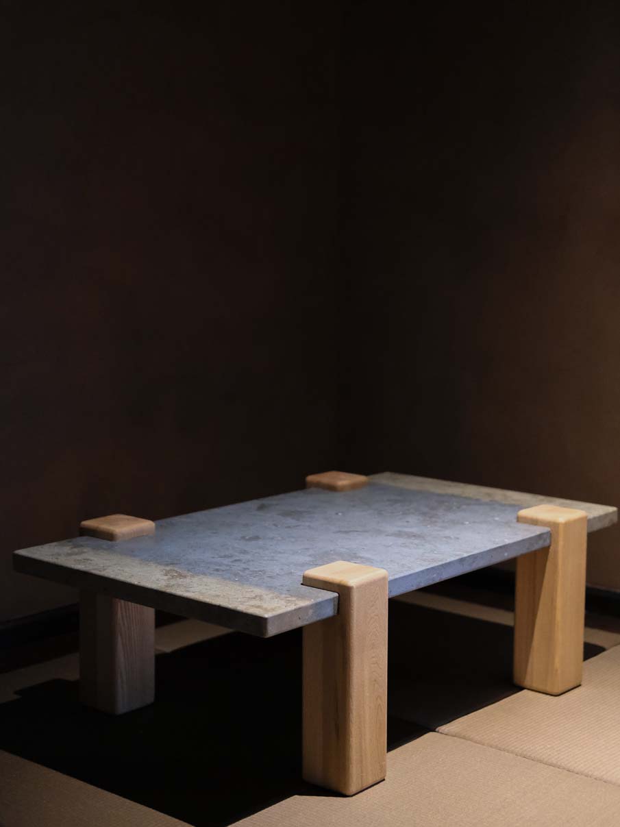 Elm marble tea table